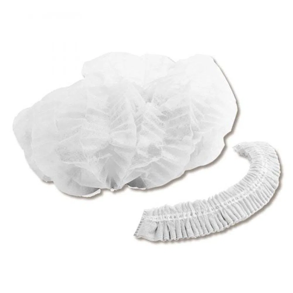  Cofia desechable blanca plisada Paq 100 pz