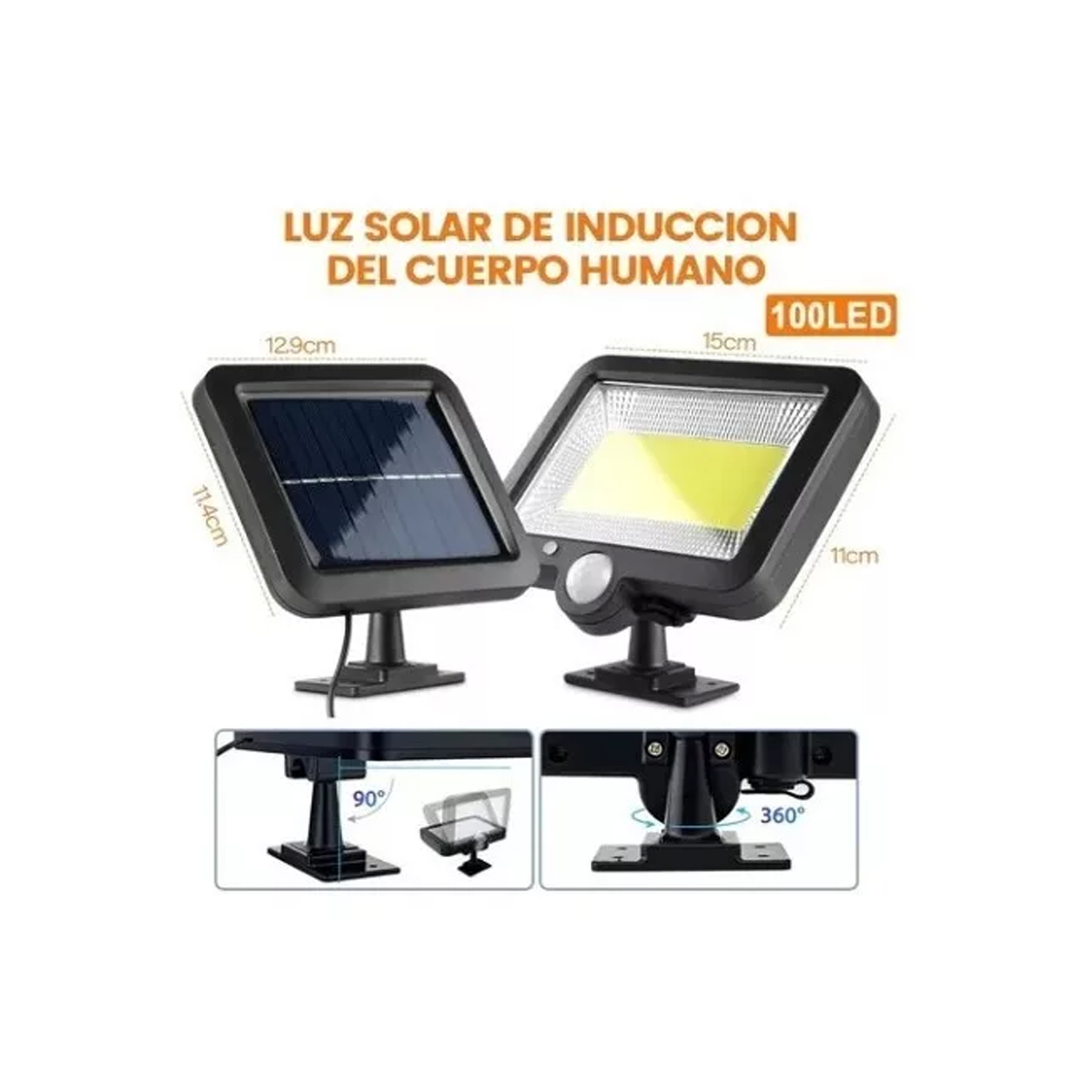 Lámpara Solar Recargable Luz Solar Exterior Jardín 100 Led