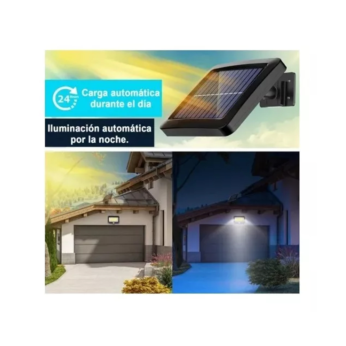 Lámpara Solar Recargable Luz Solar Exterior Jardín 100 Led