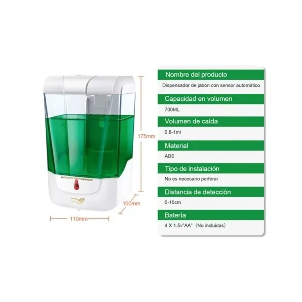 Dispensador Automático Despachador Jabón Gel Antibacterial