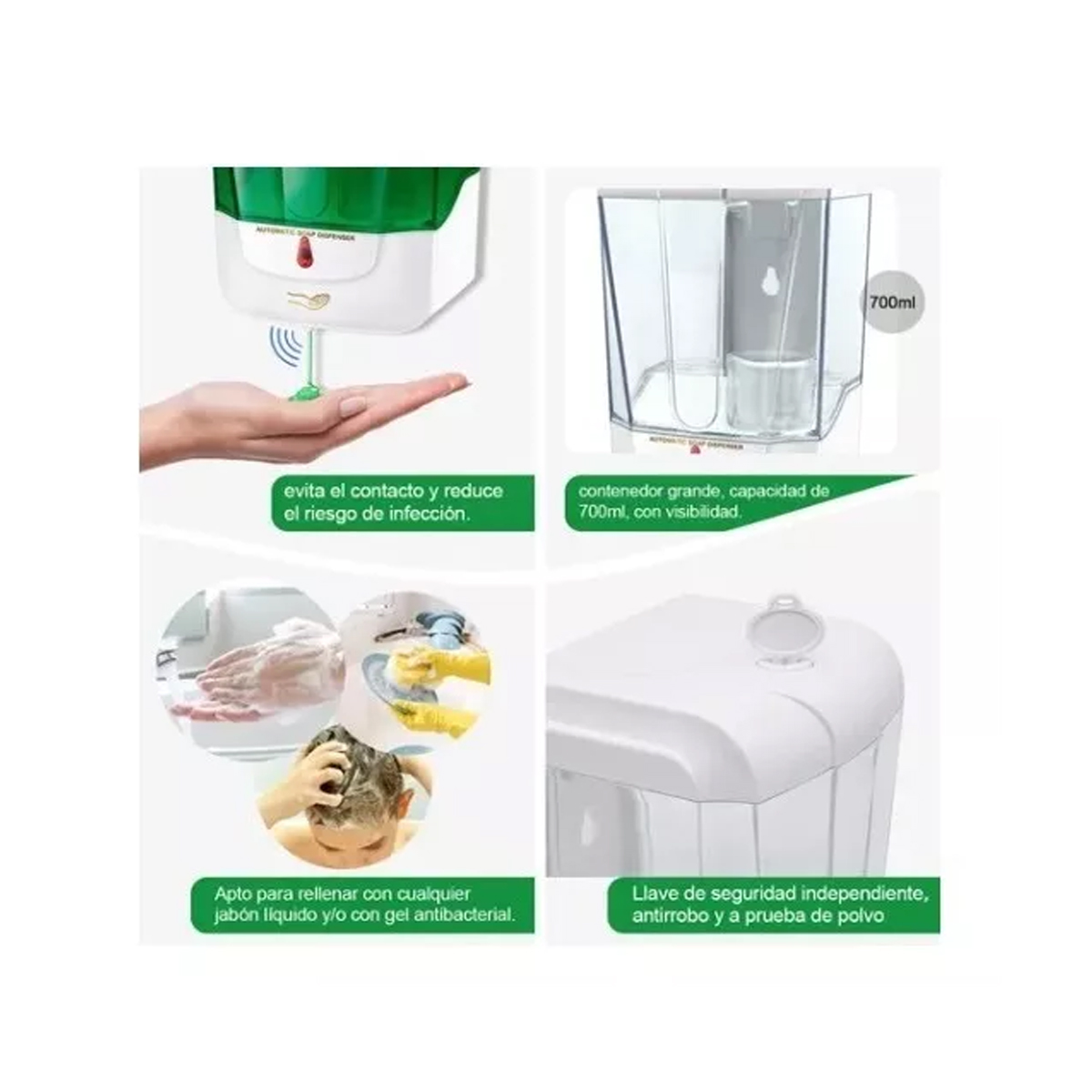Dispensador Automático Despachador Jabón Gel Antibacterial