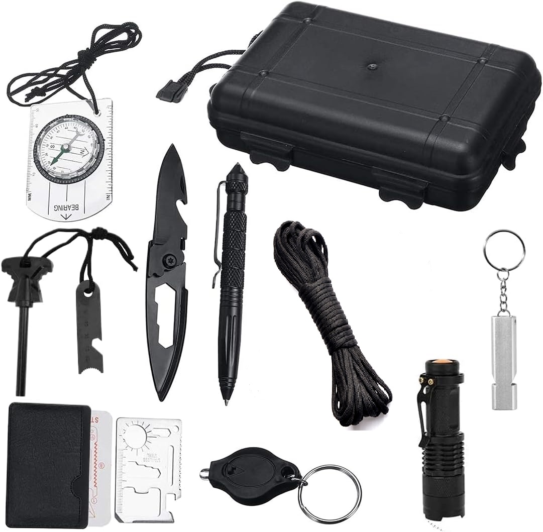 KIT DE SUPERVIVENCIA TACTICO CON 8 ARTICULOS MAS ESTUCHE