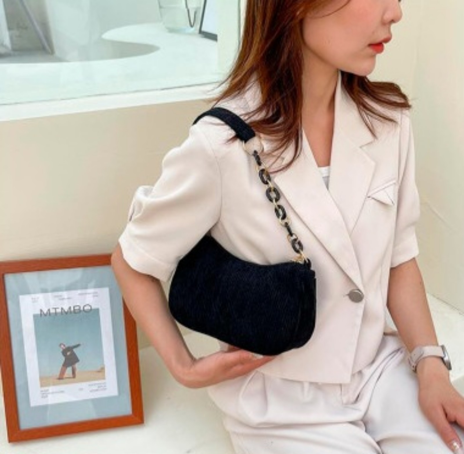 Bolsa pequeña de hombro para dama en pana Elegante