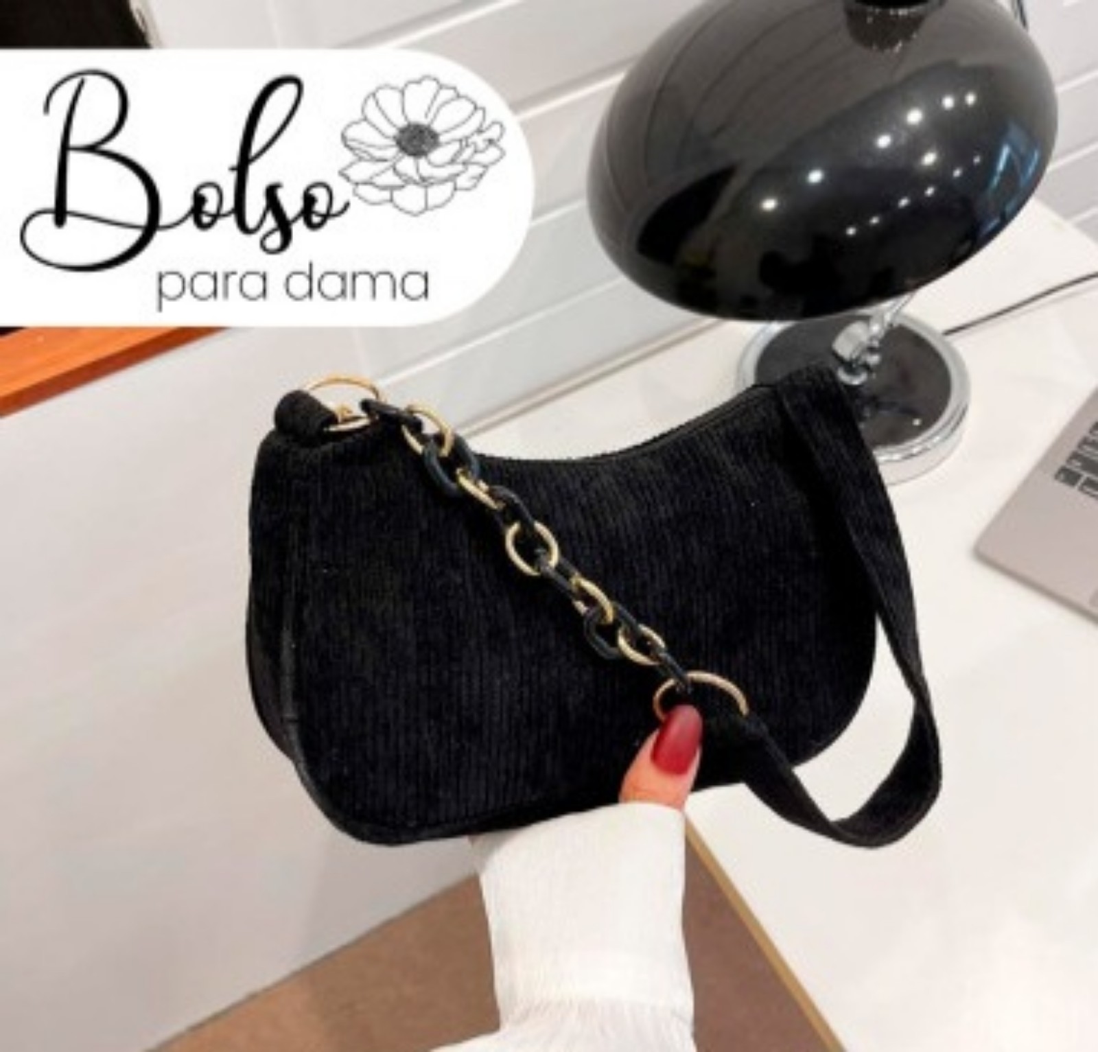 Bolsa pequeña de hombro para dama en pana Elegante