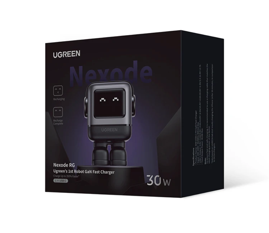 Ugreen Nexode Robot Cargador Rápido GaN de 30W USB-C Negro
