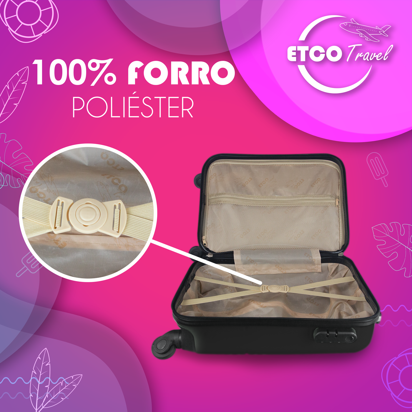 Maleta De Viaje Ligera 10 kgs.  Equipaje Ruedas De Mano Etco Travel color Negro Avion Barata