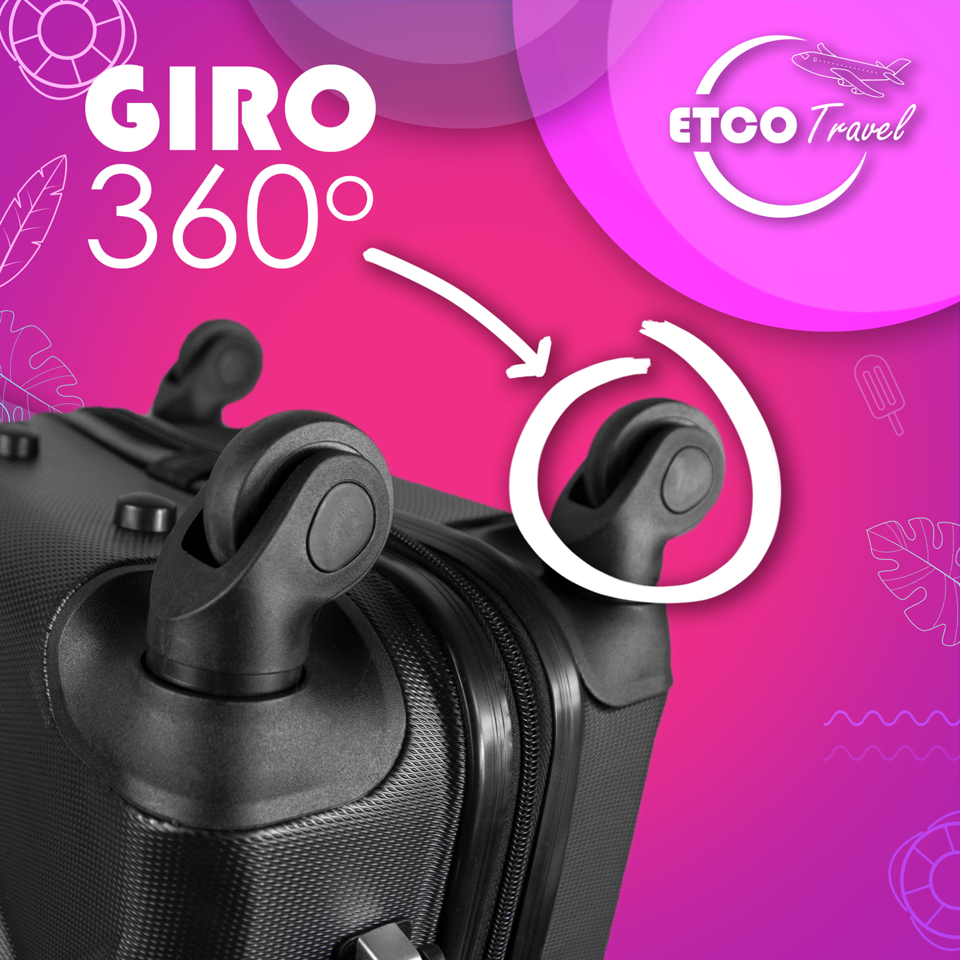 Maleta De Viaje Ligera 10 kgs.  Equipaje Ruedas De Mano Etco Travel color Negro Avion Barata