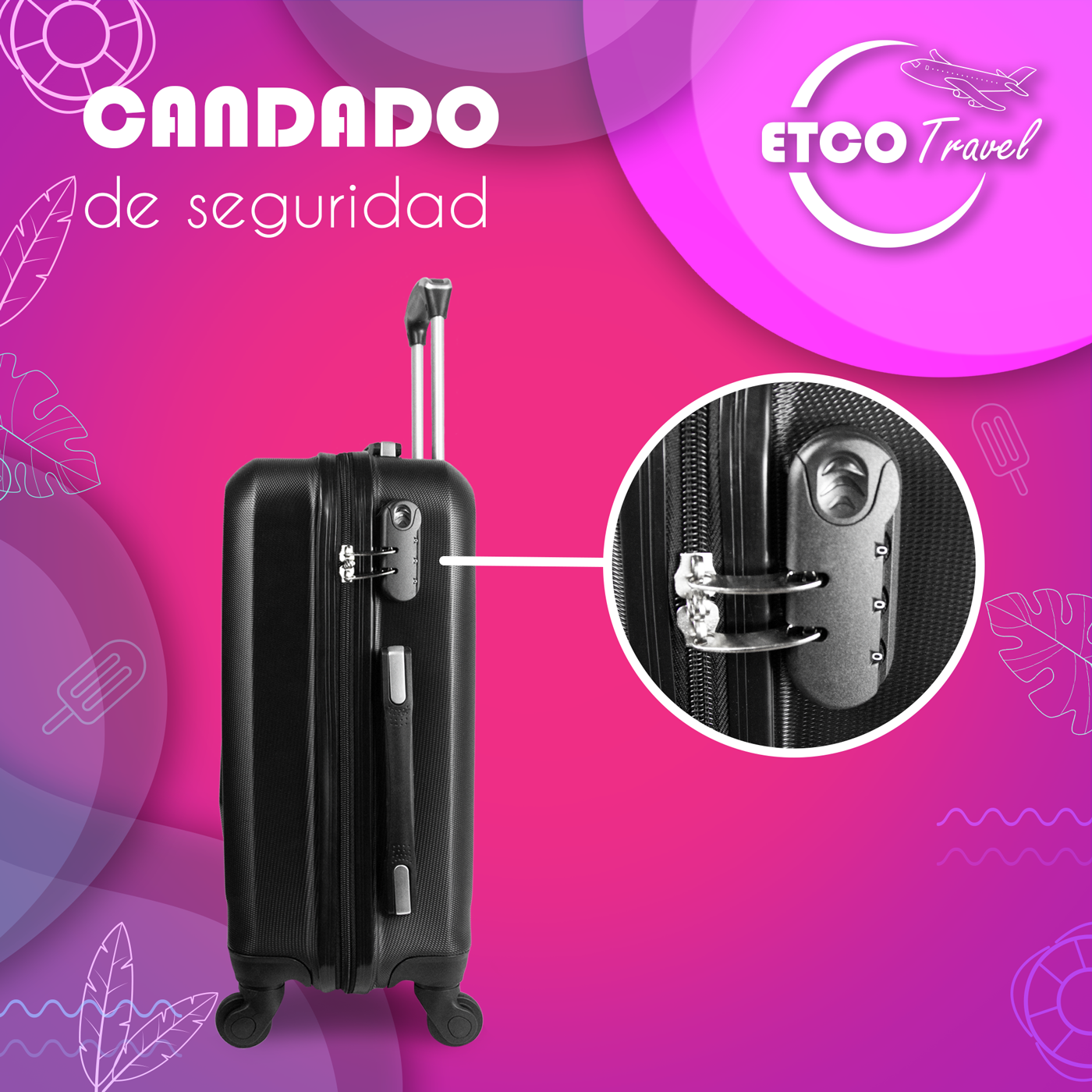Maleta De Viaje Ligera 10 kgs.  Equipaje Ruedas De Mano Etco Travel color Negro Avion Barata