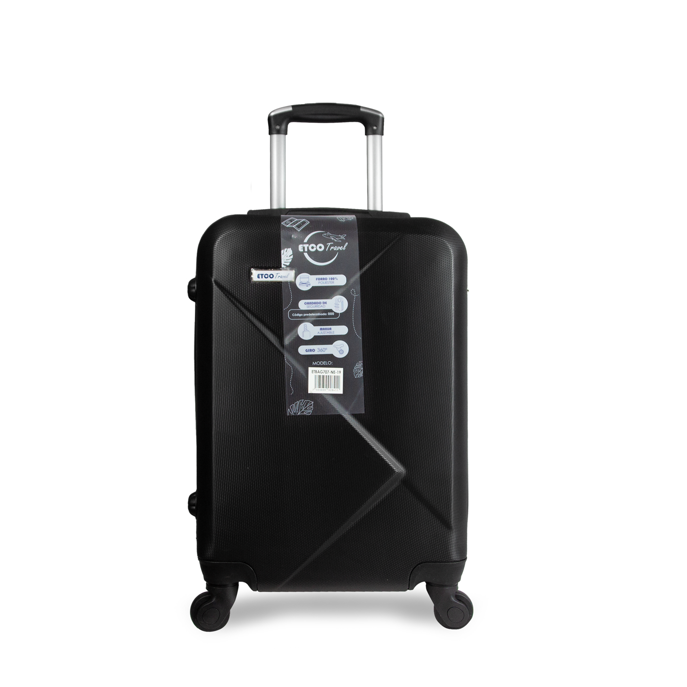 Maleta De Viaje Ligera 10 kgs.  Equipaje Ruedas De Mano Etco Travel color Negro Avion Barata