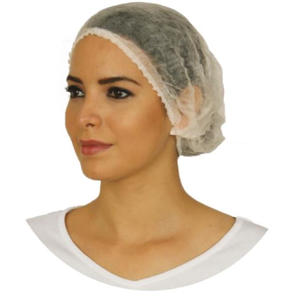  Cofia desechable blanca plisada Paq 100 pz