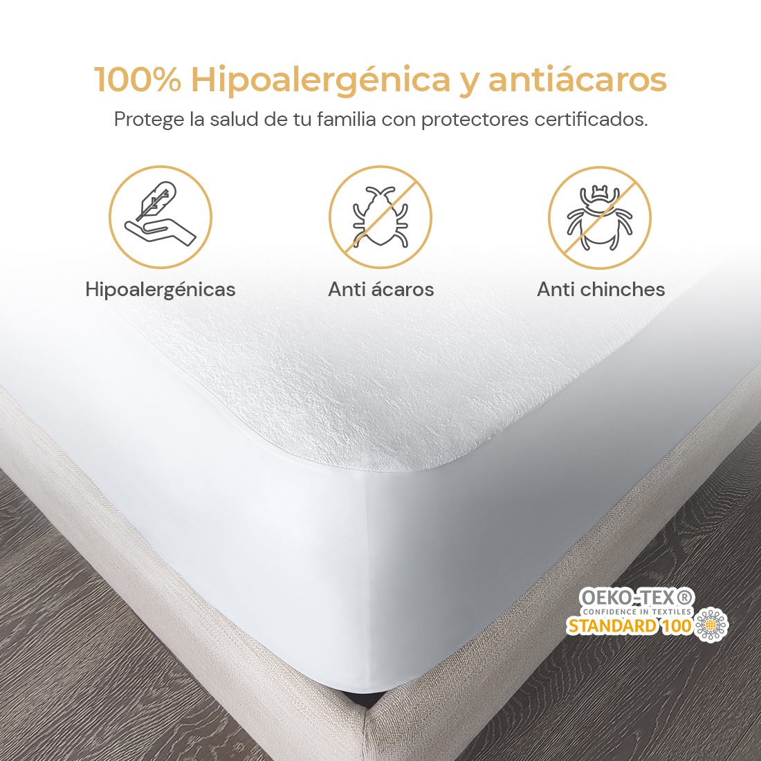 Cubre colchon King Size Impermeable Tela TENCEL PREMIUM ORGANICA Anti Acaros Hipoalergenico Ultra Dry.