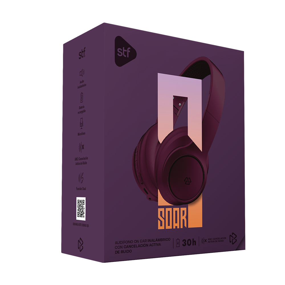 Audífonos Inaámbricos Stf Soar  On Ear Anc Color Vino