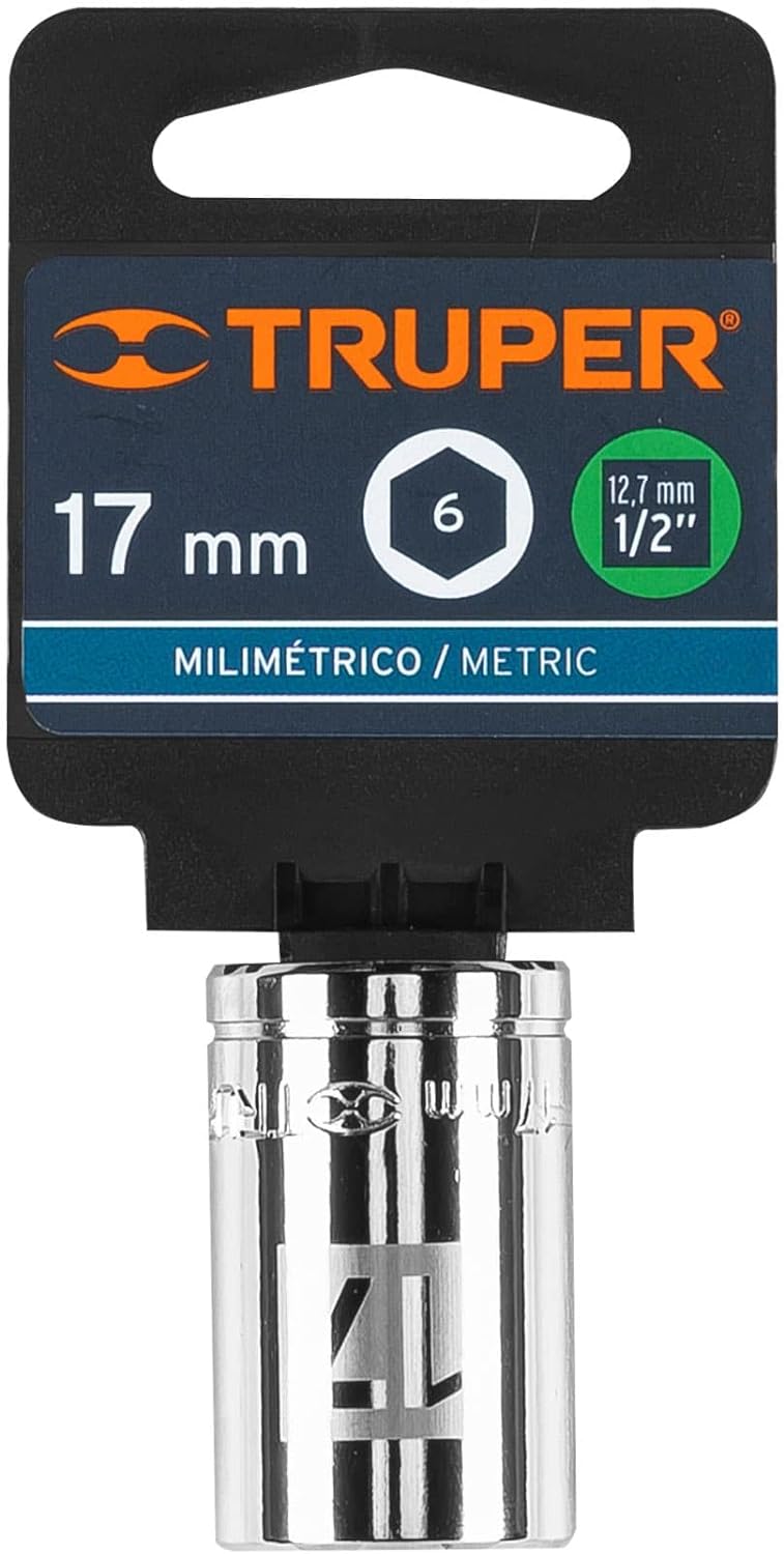 Dado de 17 mm, 6 puntas, cuadro 1/2", Truper