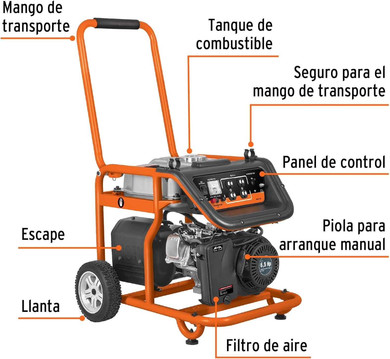 Generador portátil 2.5 kW motor a gasolina, Truper