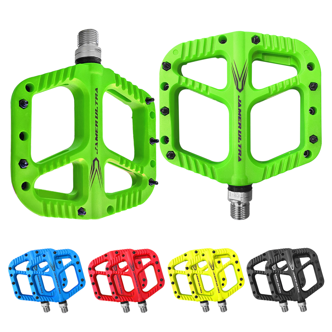 Pedal Bicicleta Nylon Mtb Pin Removible Eje De Cromoly Verde