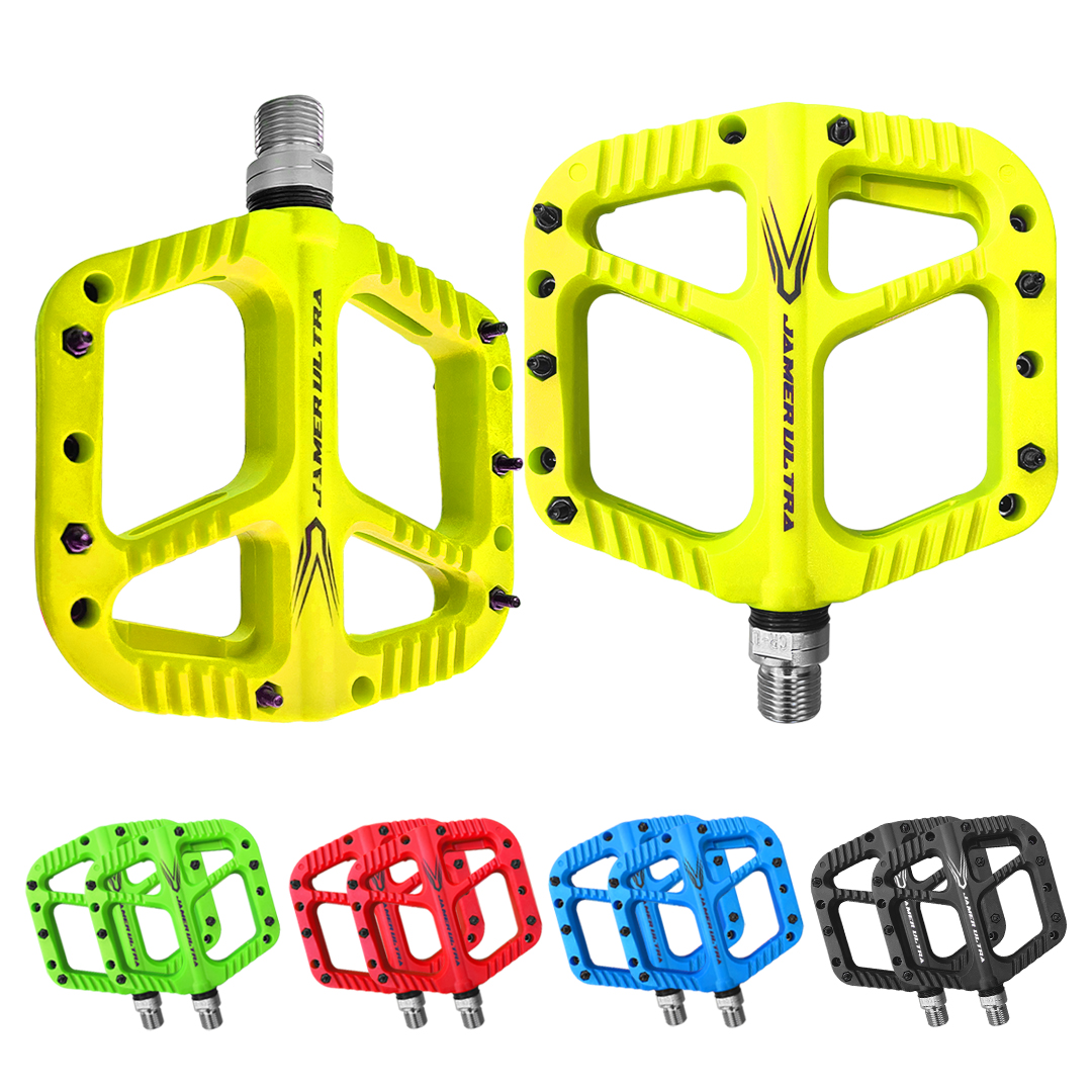 Pedal Bicicleta Nylon Mtb Pin Removible Eje De Cromoly Amarillo