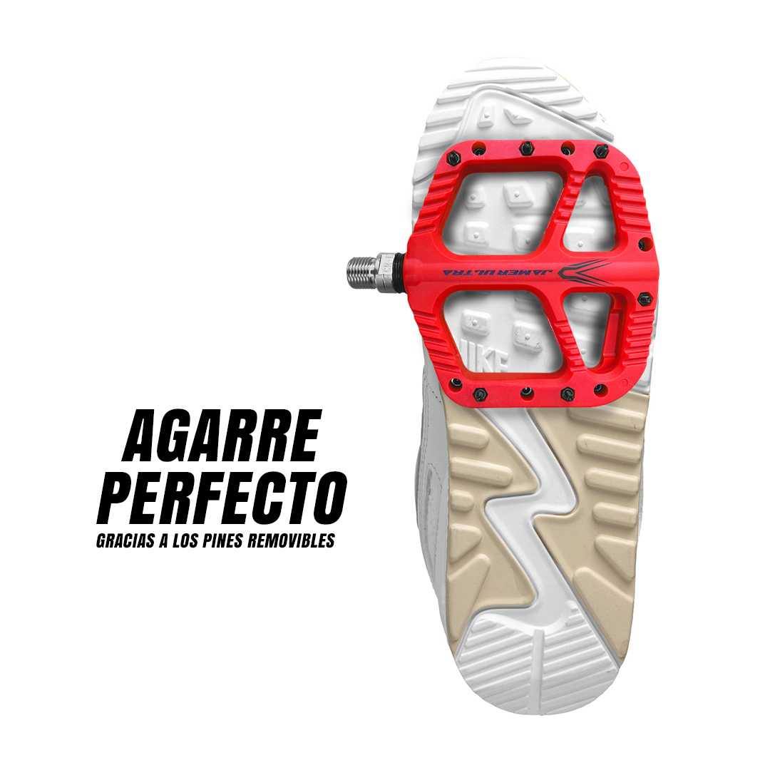  Pedales Bicicleta Nylon Mtb Pin Removible Eje Cromado Rojos