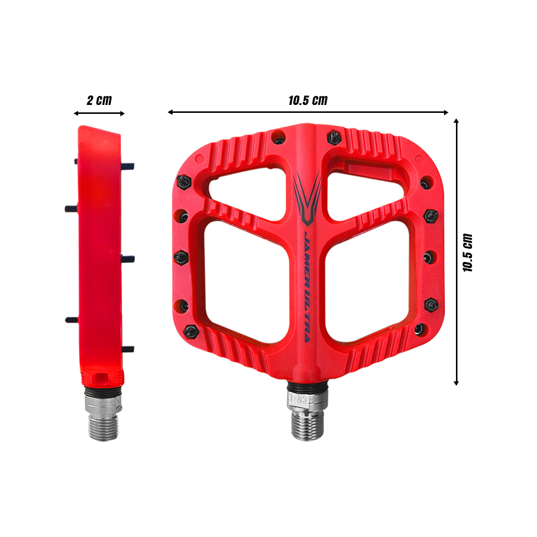  Pedales Bicicleta Nylon Mtb Pin Removible Eje Cromado Rojos