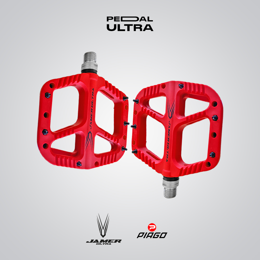  Pedales Bicicleta Nylon Mtb Pin Removible Eje Cromado Rojos