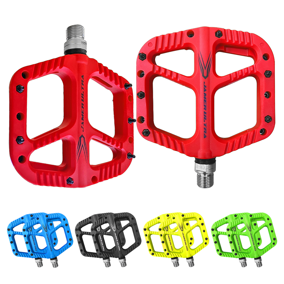  Pedales Bicicleta Nylon Mtb Pin Removible Eje Cromado Rojos