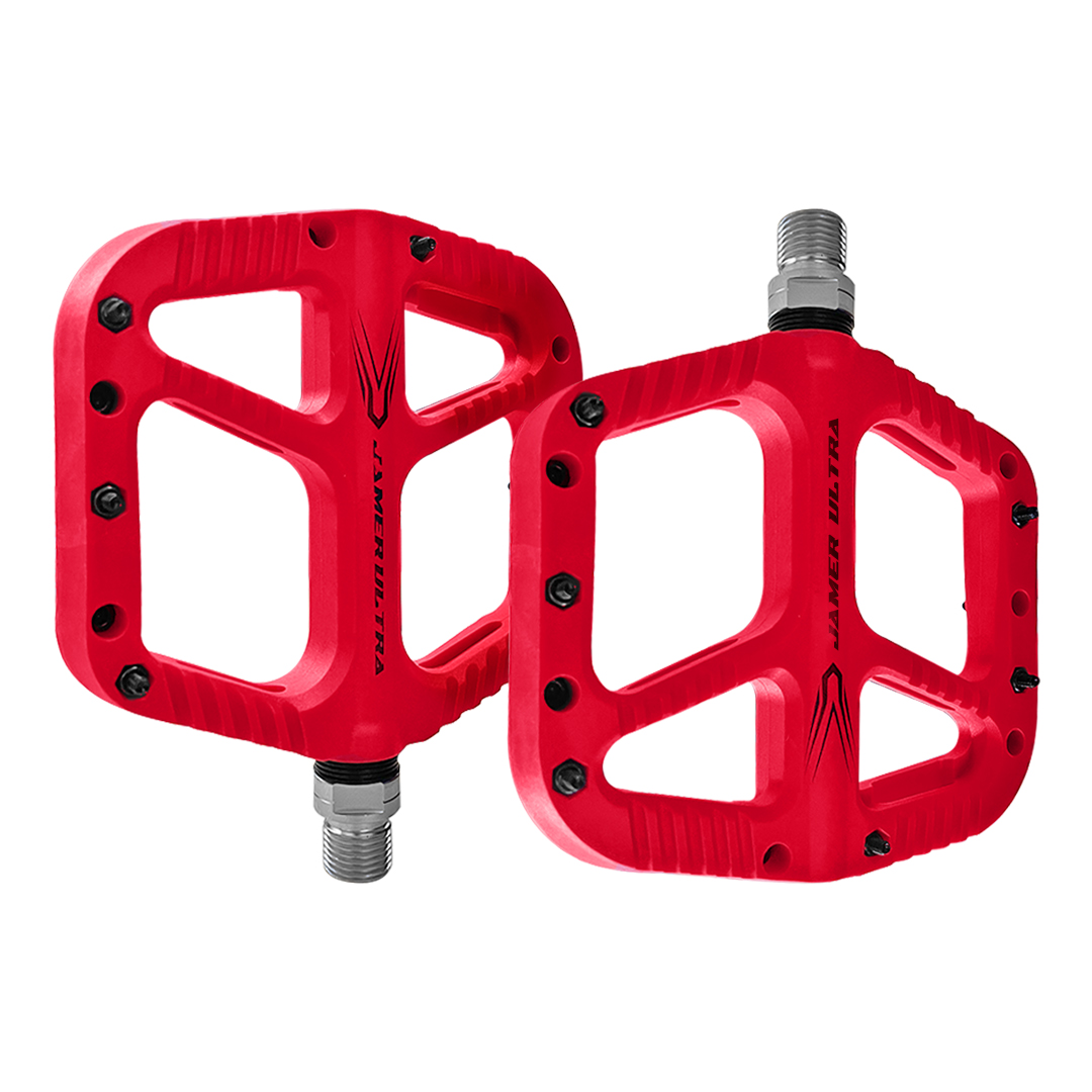  Pedales Bicicleta Nylon Mtb Pin Removible Eje Cromado Rojos