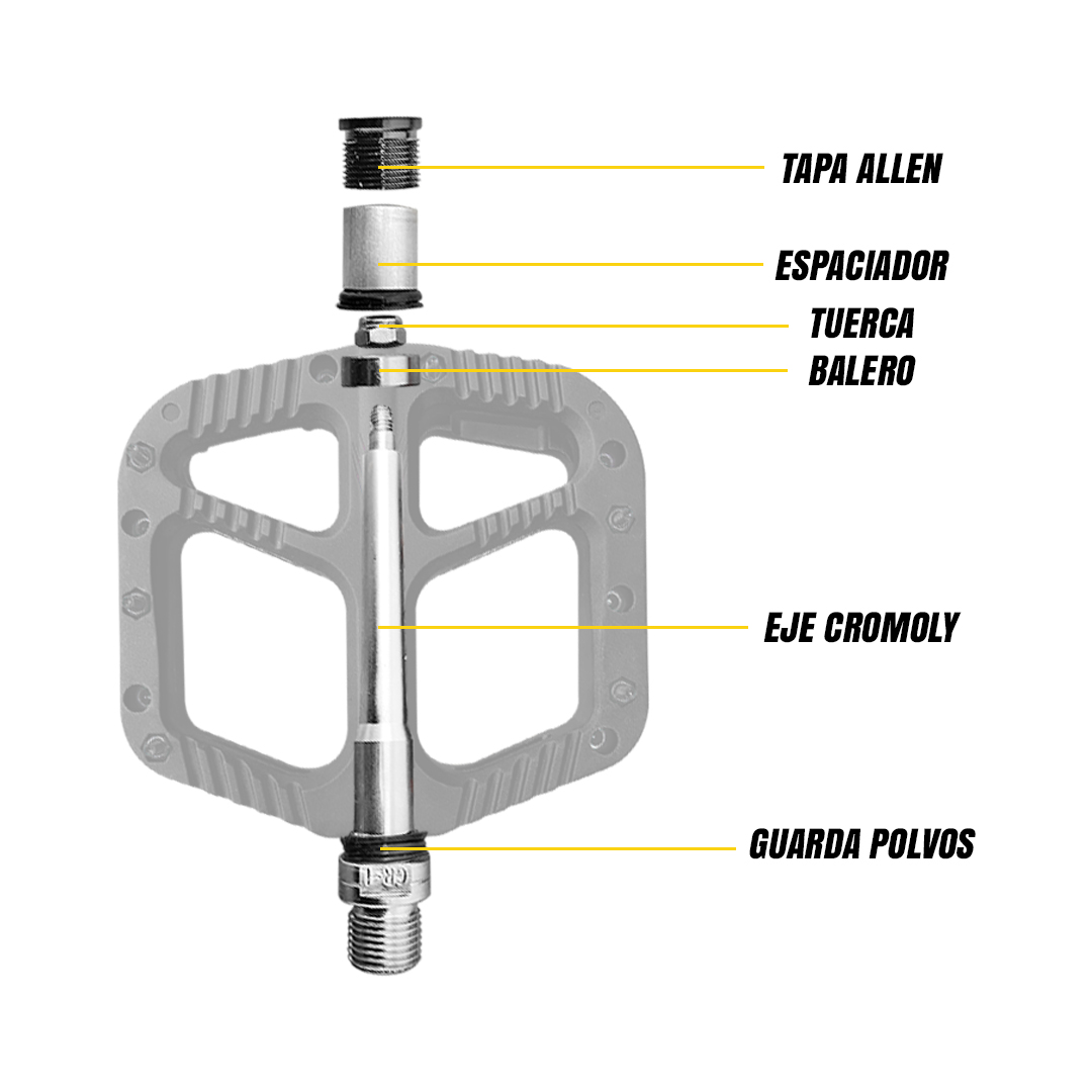  Pedales Bicicleta Nylon Mtb Pin Removible Eje Cromado Negros