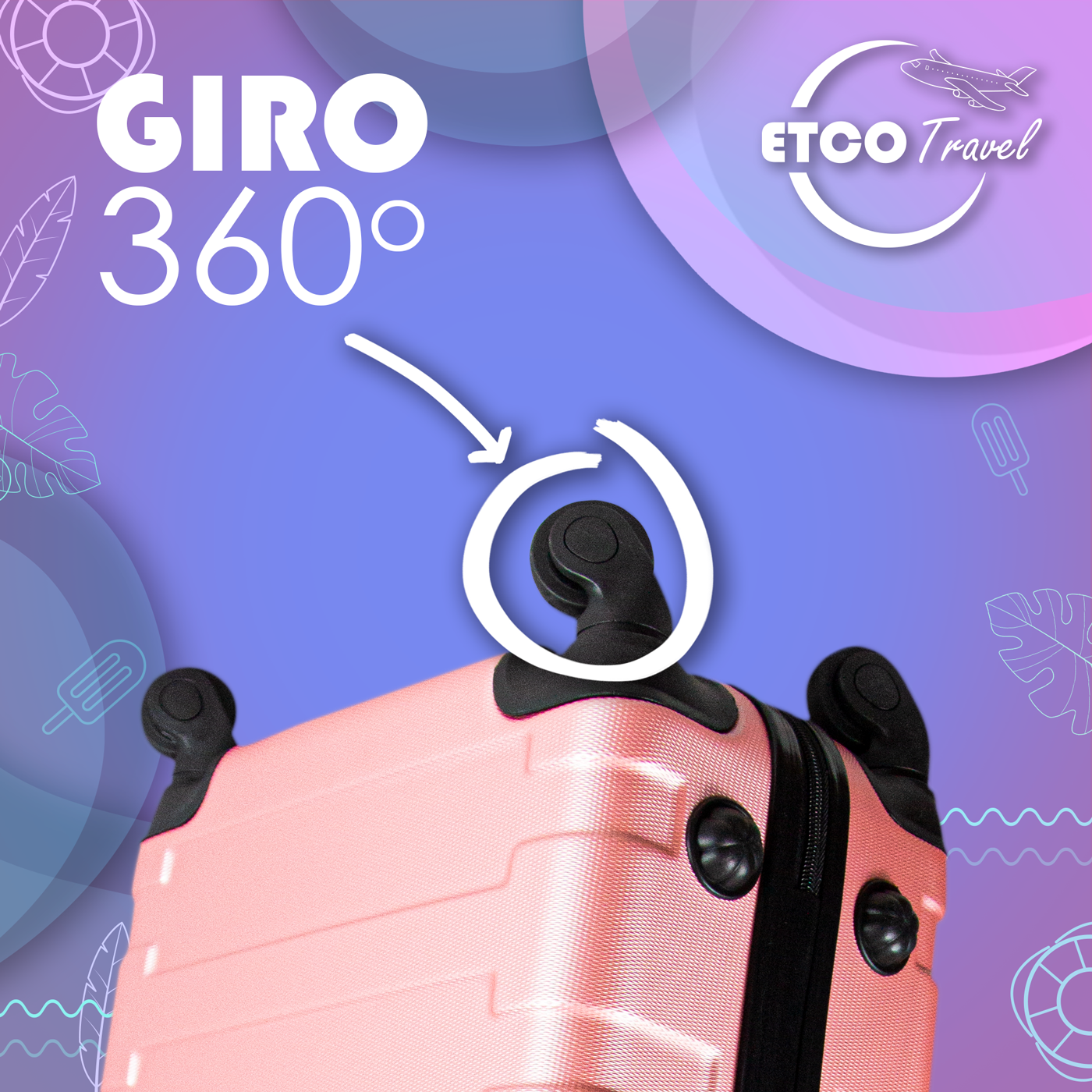 Maleta De Viaje Ligera 10 kgs.  Equipaje Ruedas De Mano Etco Travel color Rosa Gold Avion Barata