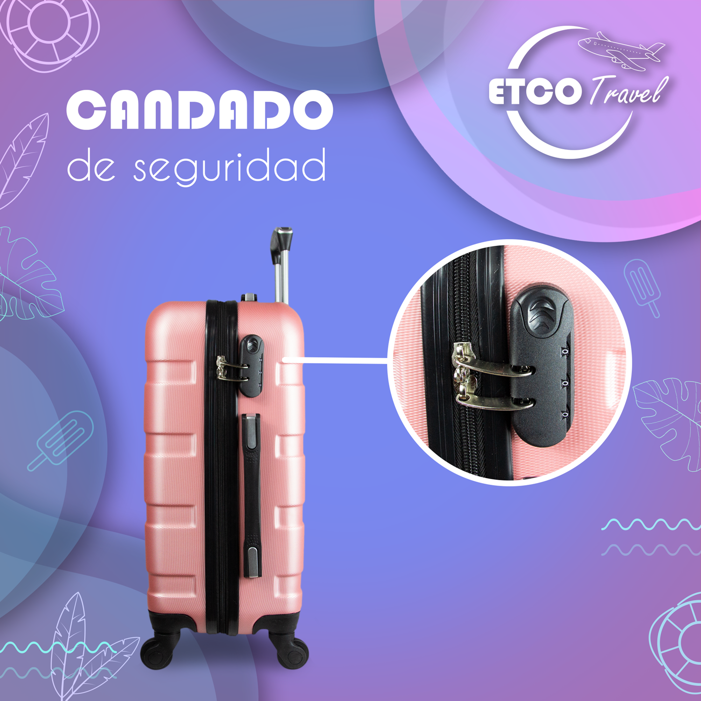 Maleta De Viaje Ligera 10 kgs.  Equipaje Ruedas De Mano Etco Travel color Rosa Gold Avion Barata