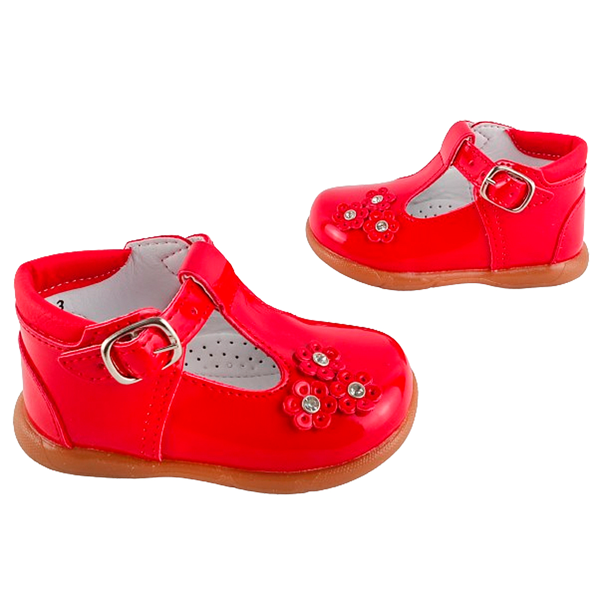 Zapato niña bebe fiesta casual arco ortopedico charol rojo 313-cr