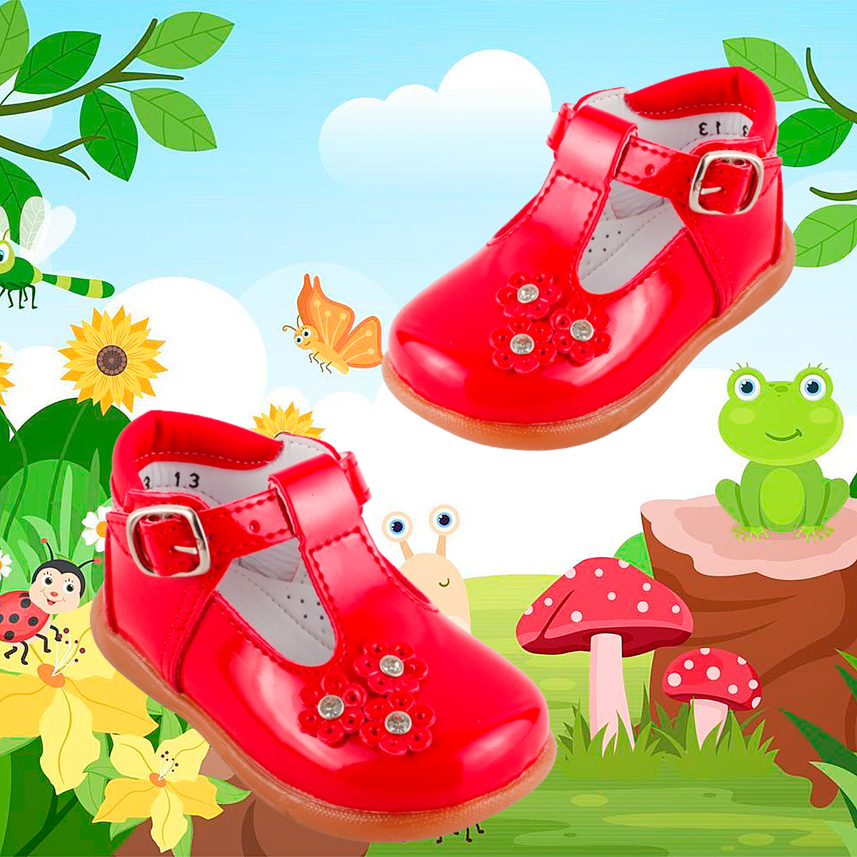 Zapato niña bebe fiesta casual arco ortopedico charol rojo 313-cr