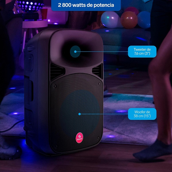 Bafle Profesional Steren BAF-1545BT 15 Pulgadas Bluetooth