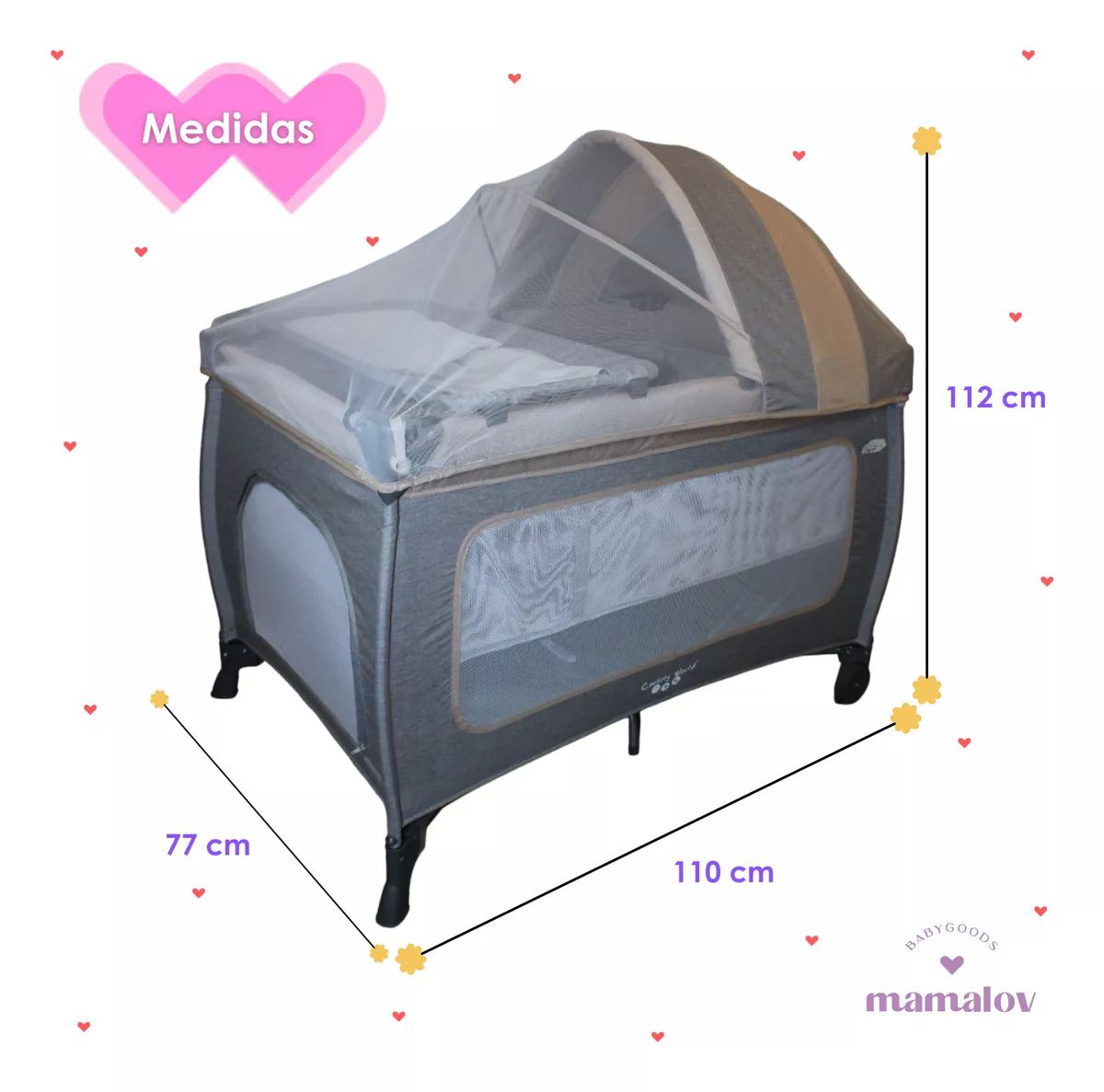 Cuna Corral Para Bebé | Plegable | Mosquitero Ts002 - Beige