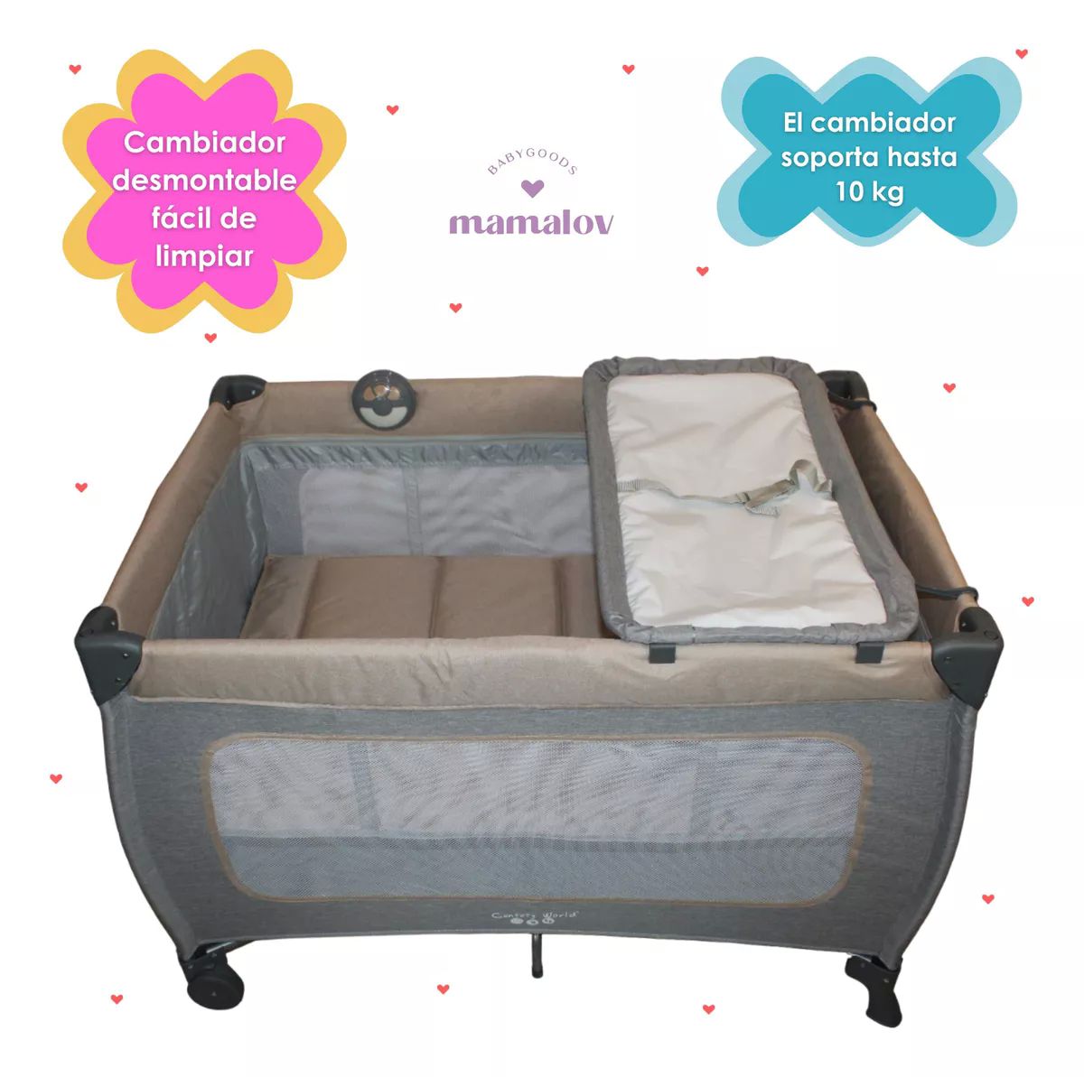 Cuna Corral Para Bebé | Plegable | Mosquitero Ts002 - Beige