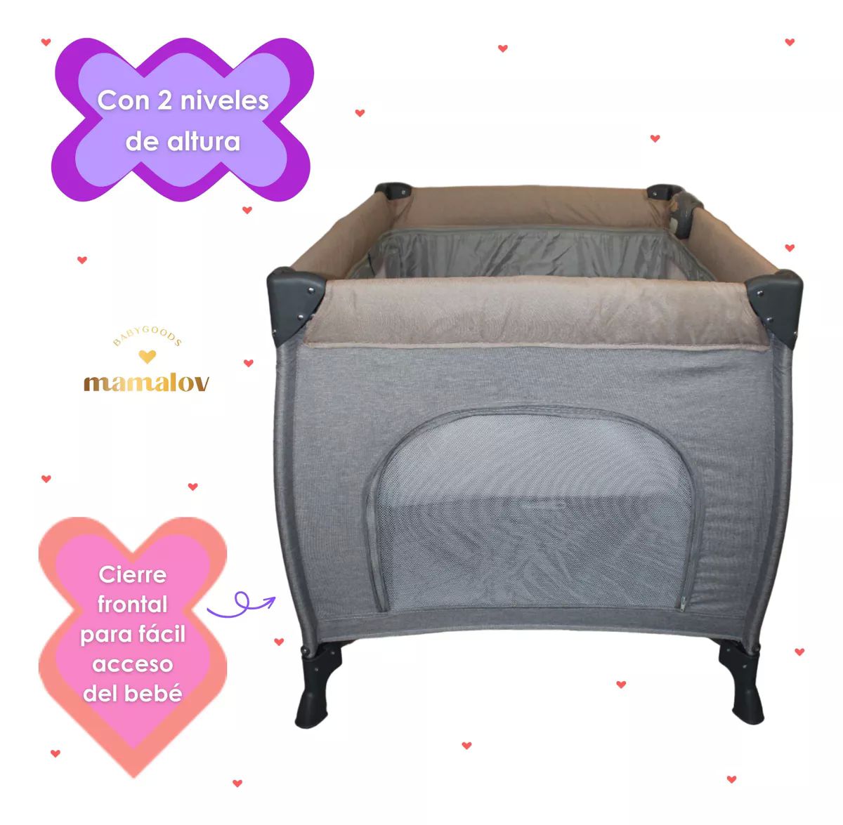 Cuna Corral Para Bebé | Plegable | Mosquitero Ts002 - Beige