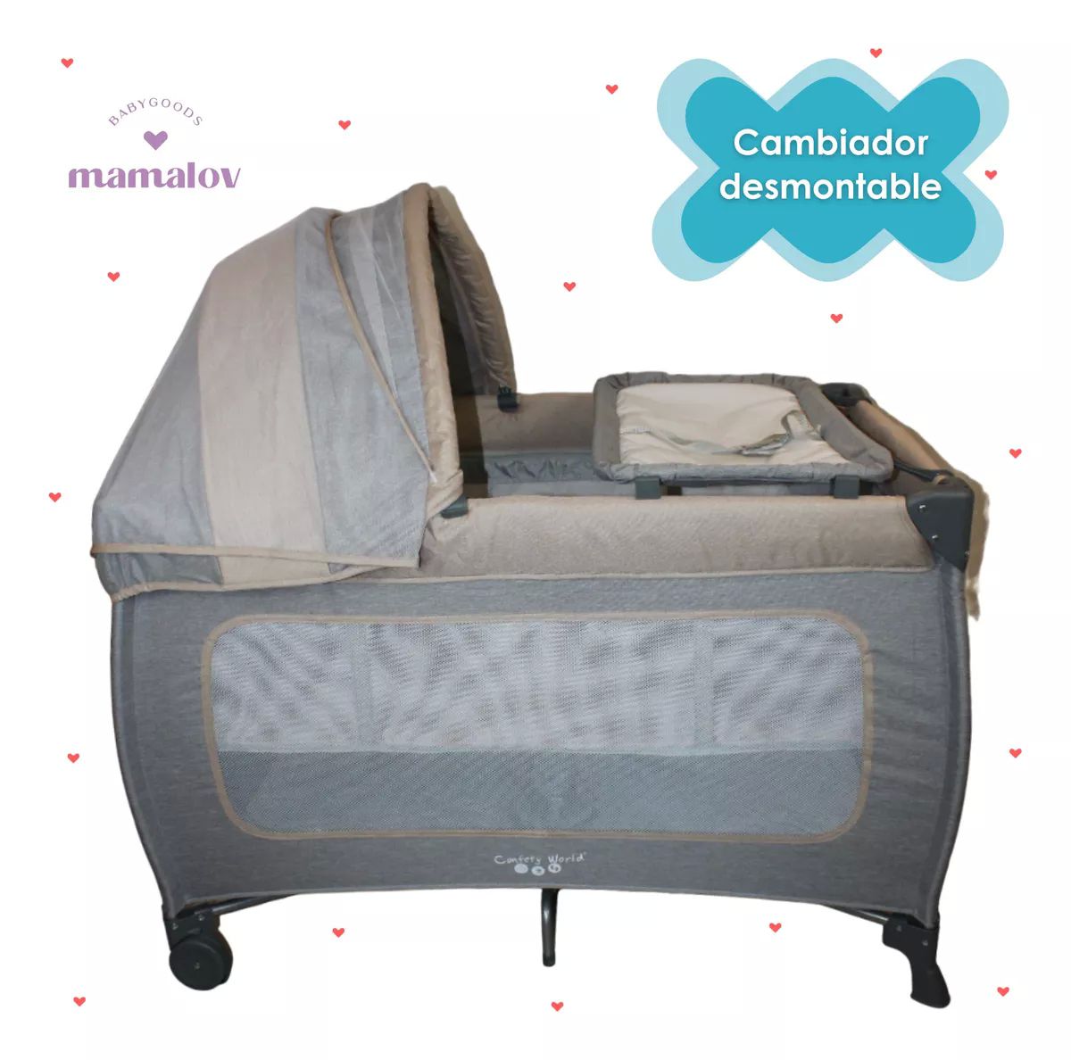 Cuna Corral Para Bebé | Plegable | Mosquitero Ts002 - Beige