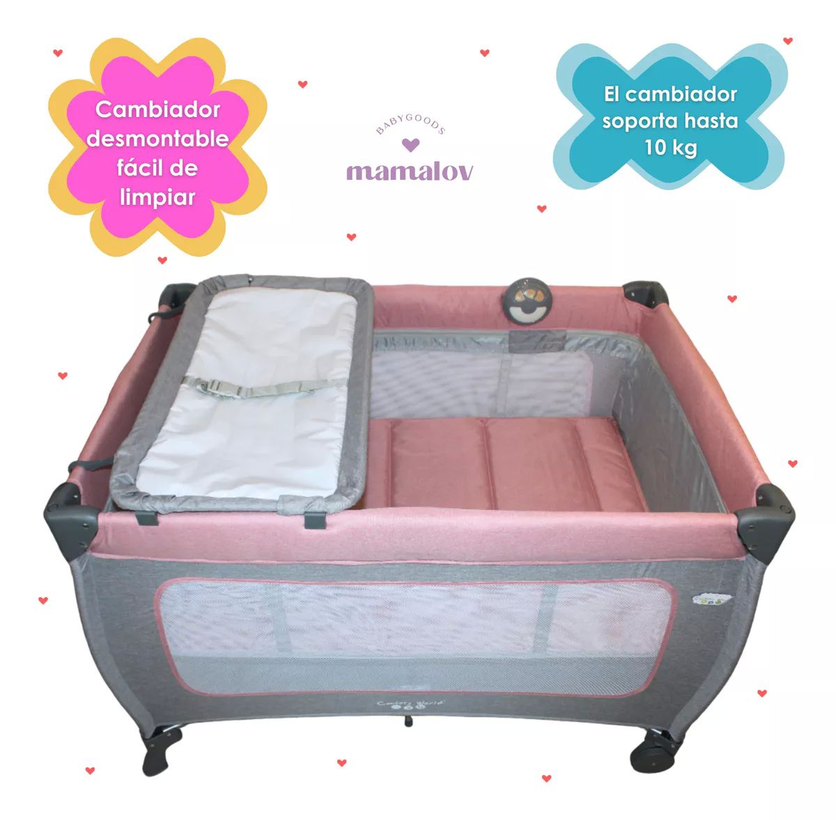 Cuna Corral Para Bebé | Plegable | Mosquitero Ts002 - Rosa