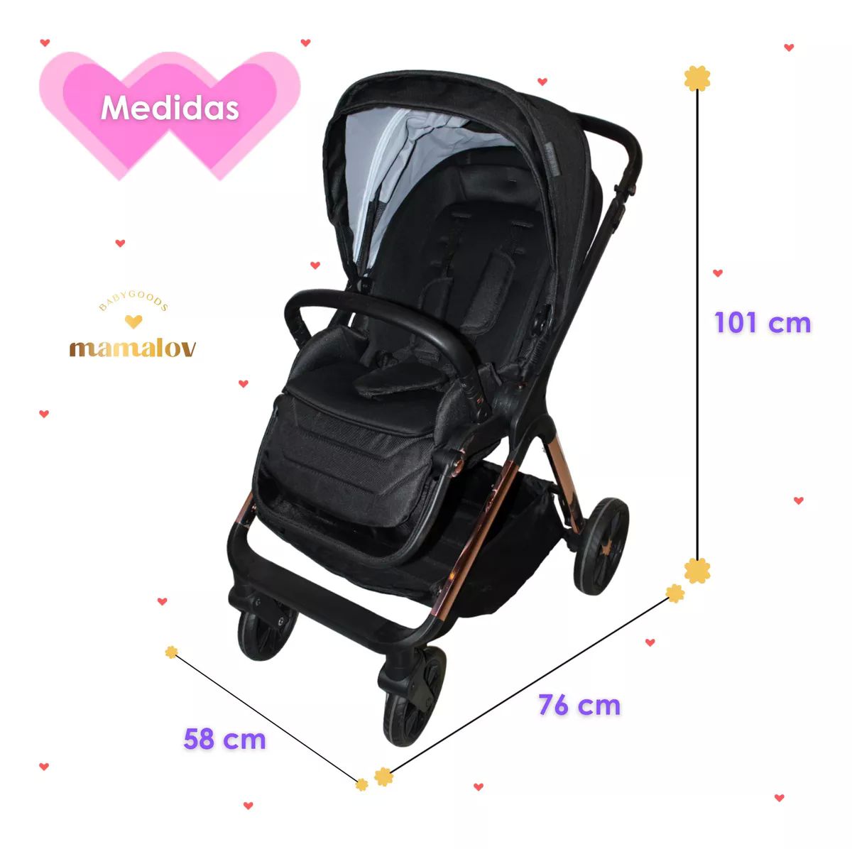 Carriola Para Bebés 4 En 1 | 0-3 Años | Arlet | Negro