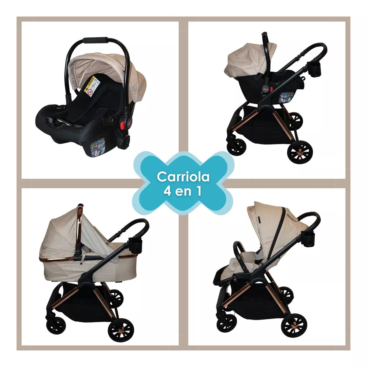 Carriola Para Bebés 4 En 1 | 0-3 Años | Arlet | Beige