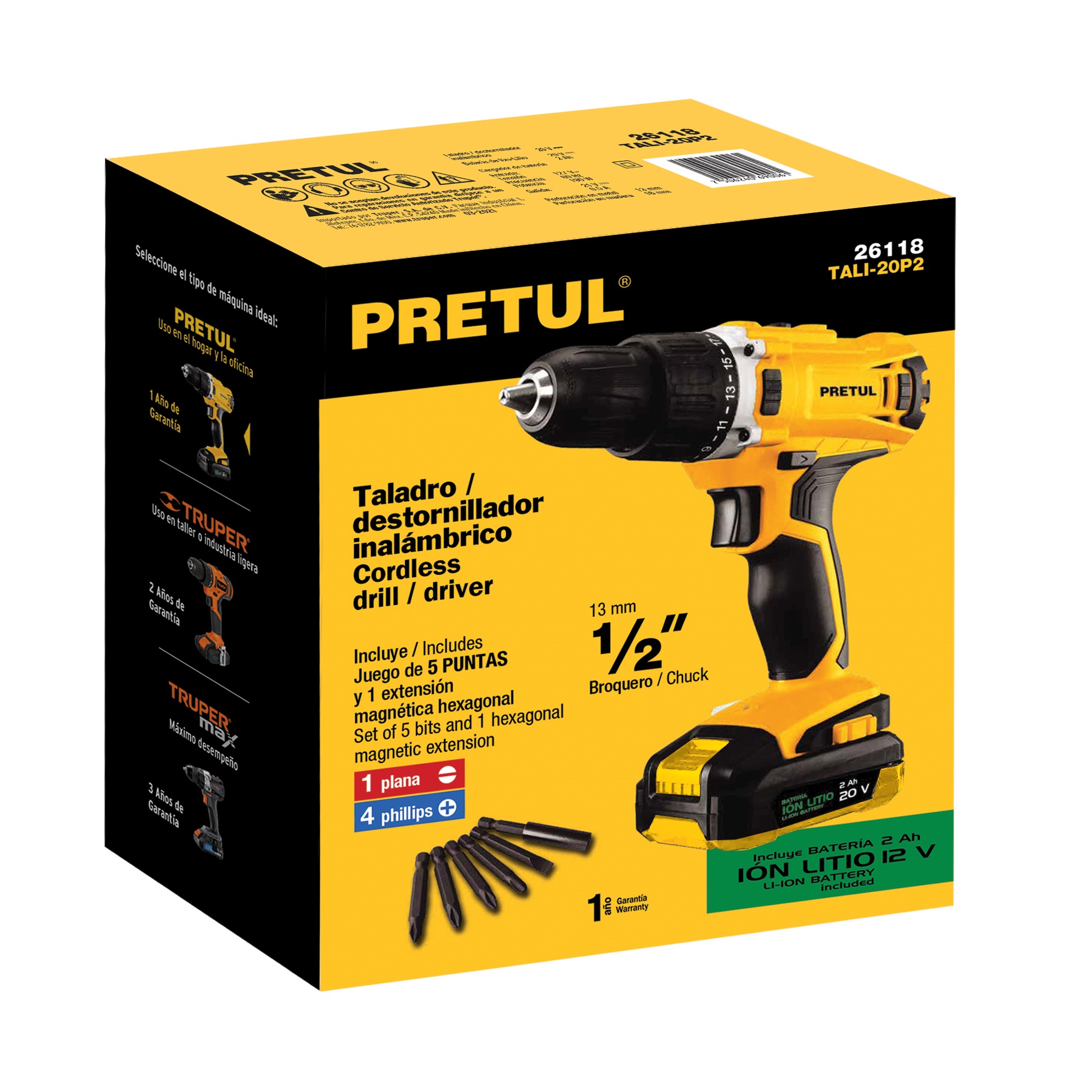 TALADRO DESTORNILLADOR INALAMBRICO PRETUL 26118