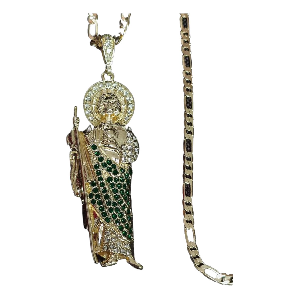 Collar hombre, San Judas Tadeo oro laminado 18 kilates, cadena oro, medalla San Judas Tadeo.