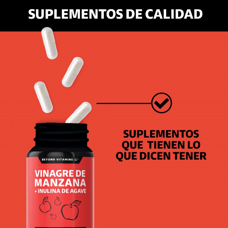 Vinagre de Manzana, Inulina de Agave, Vitaminas Suplemento Alimenticio - 150 Cápsulas