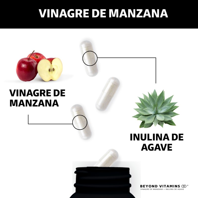 Vinagre de Manzana, Inulina de Agave, Vitaminas Suplemento Alimenticio - 150 Cápsulas