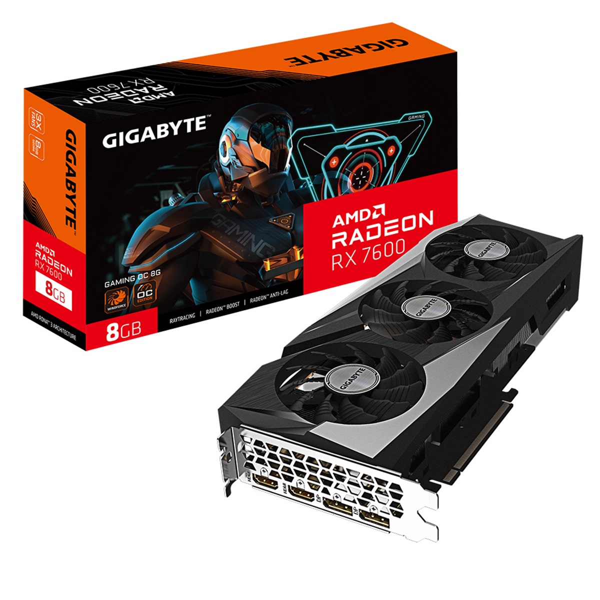 Tarjeta de Video Gigabyte AMD Radeon RX 7600 GAMING OC 8G 8GB 256-bit GDDR6X PCI Express 4.0