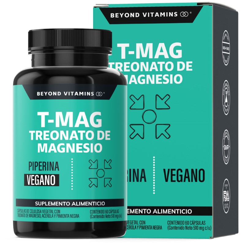 Suplemento Alimenticio T-MAG L- Treonato Magnesio, Acerola y Pimienta Negra Beyond Vitamins 60 cápsulas