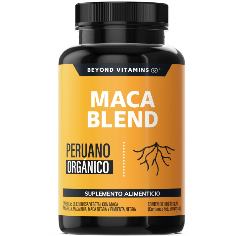 Suplemento Alimenticio Maca Blend Maca Amarilla, Maca Negra, Maca Roja y Pimienta Negra Beyond Vitamins 180 cápsulas