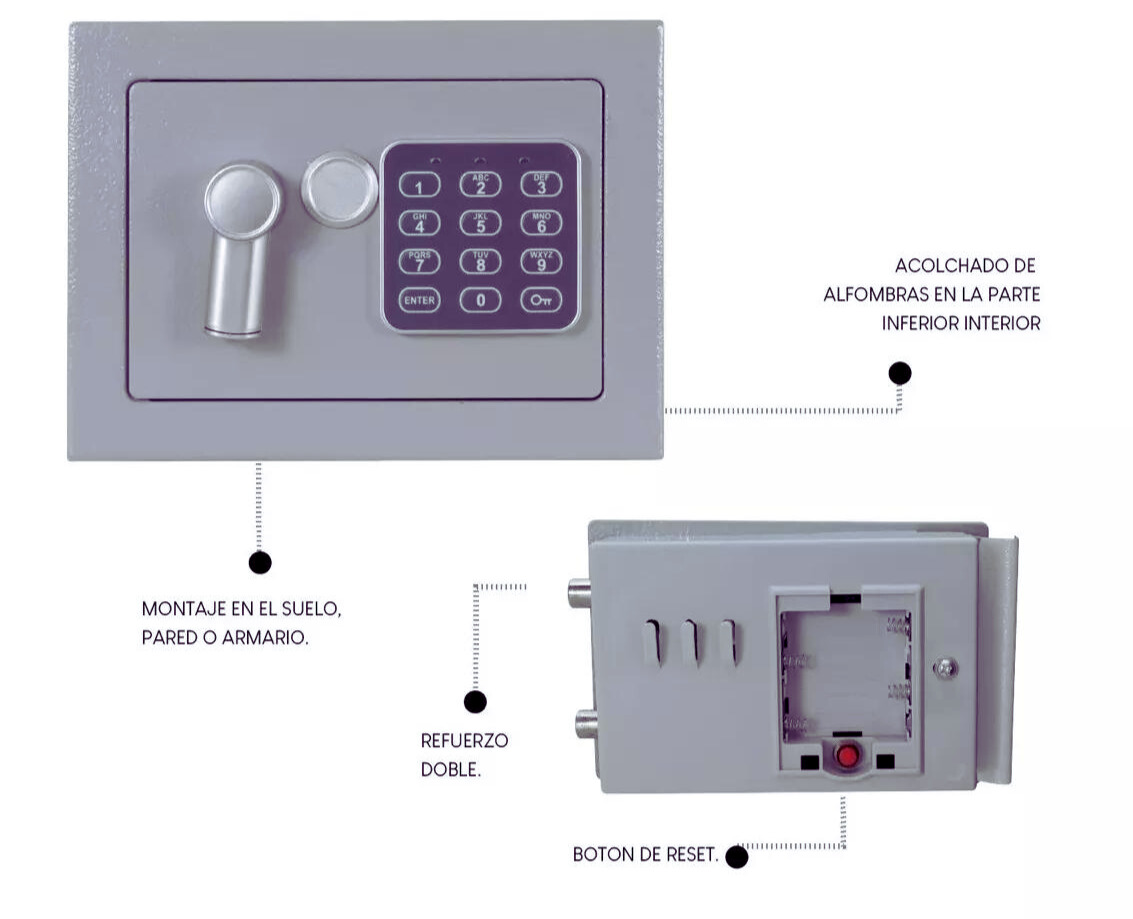 Caja Fuerte Electrónica Con Código Digital y llave