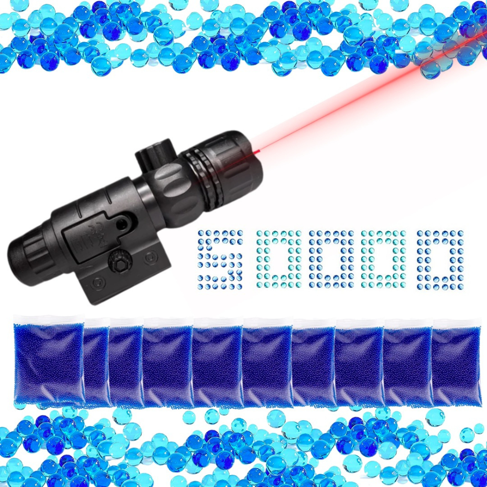 Kit Gel Storm Blaster, Apuntador Laser, Apuntador para Lanzador de Bolas de Gel + 50,000 Balas de Hidrogel, Máxima Diversión..