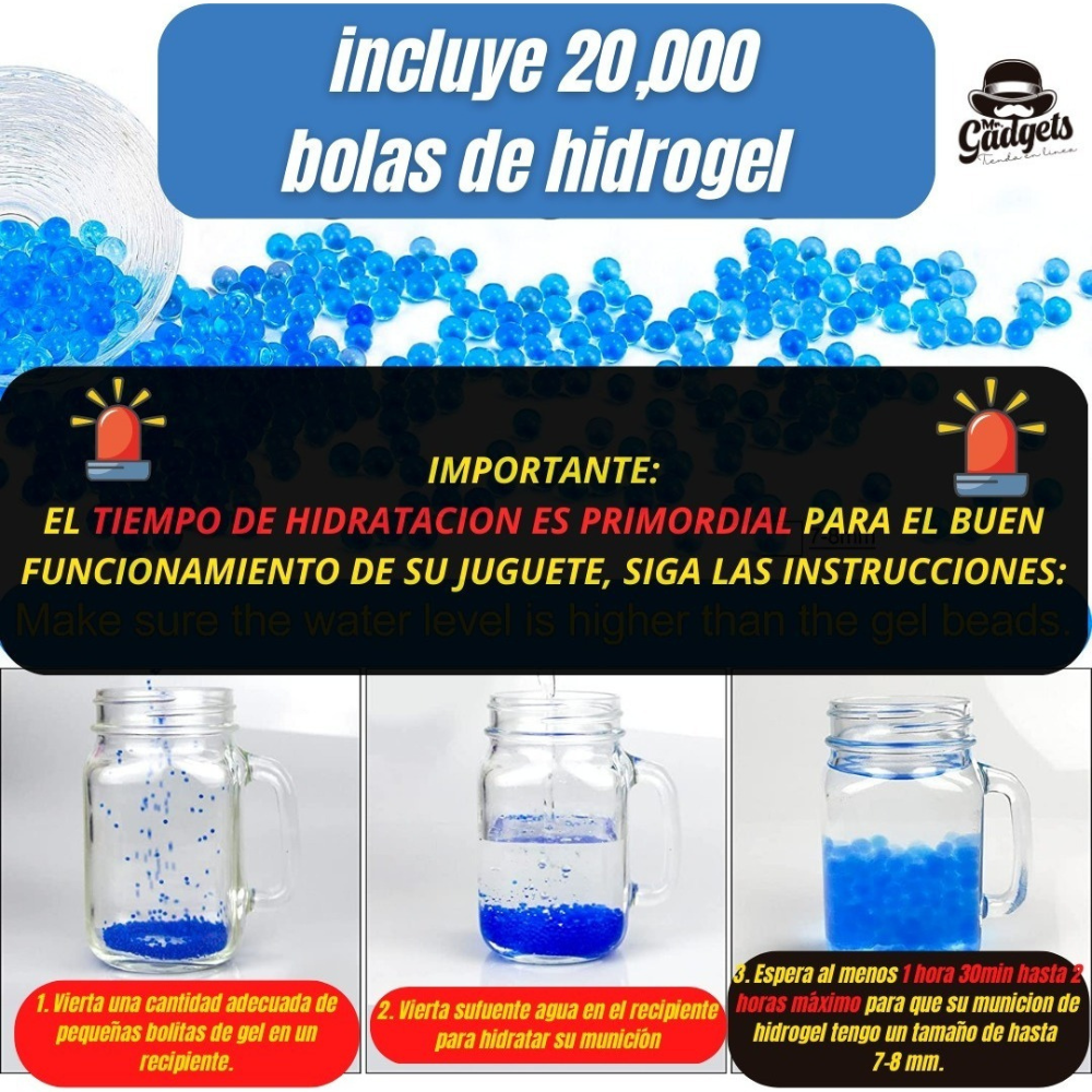 Kit Gel Storm Blaster, Apuntador Laser, Apuntador para Lanzador de Bolas de Gel + 50,000 Balas de Hidrogel, Máxima Diversión..