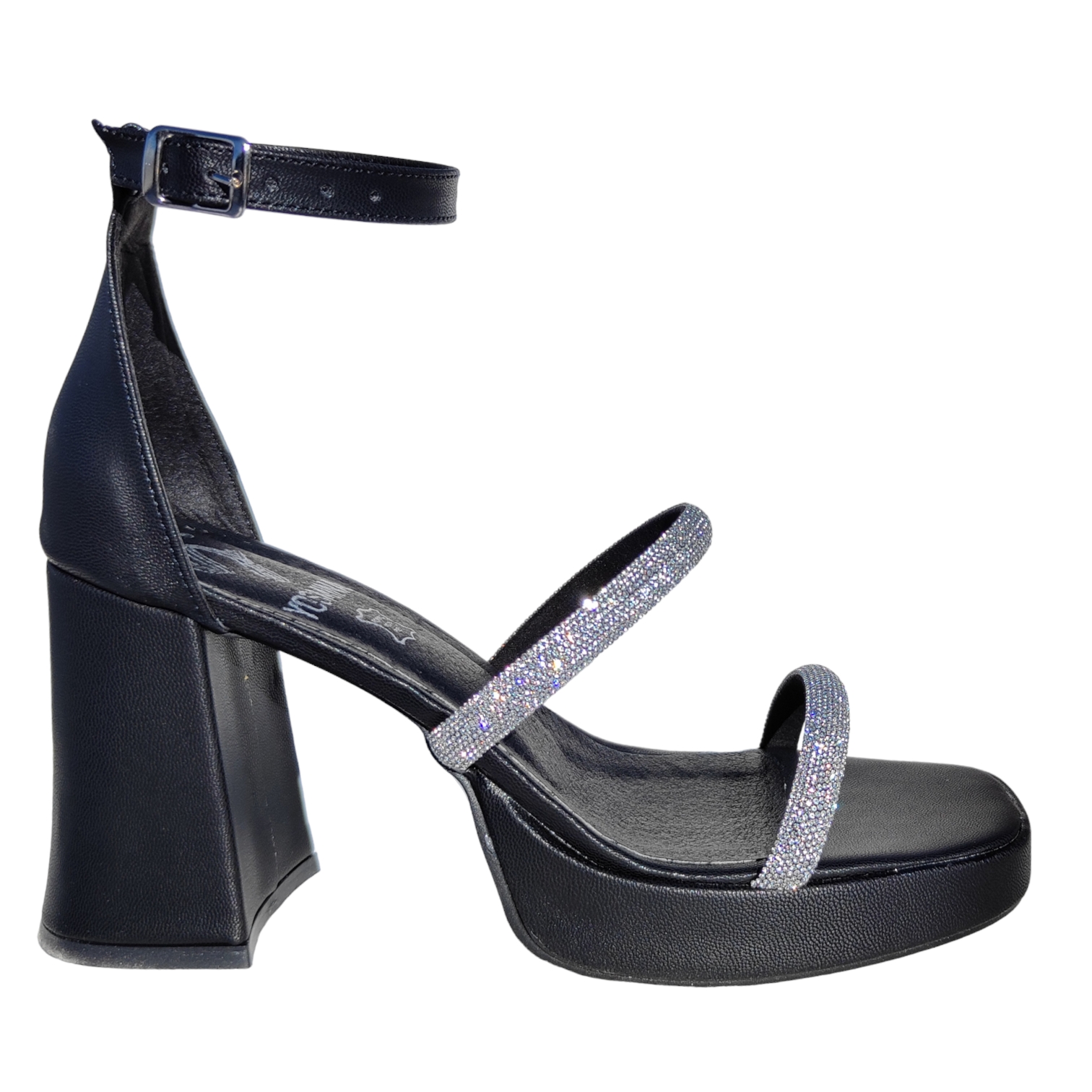 Zapatillas Plataforma Sandalia Tacón Alto 9 Cm 2 En 1 Dama De Brillos