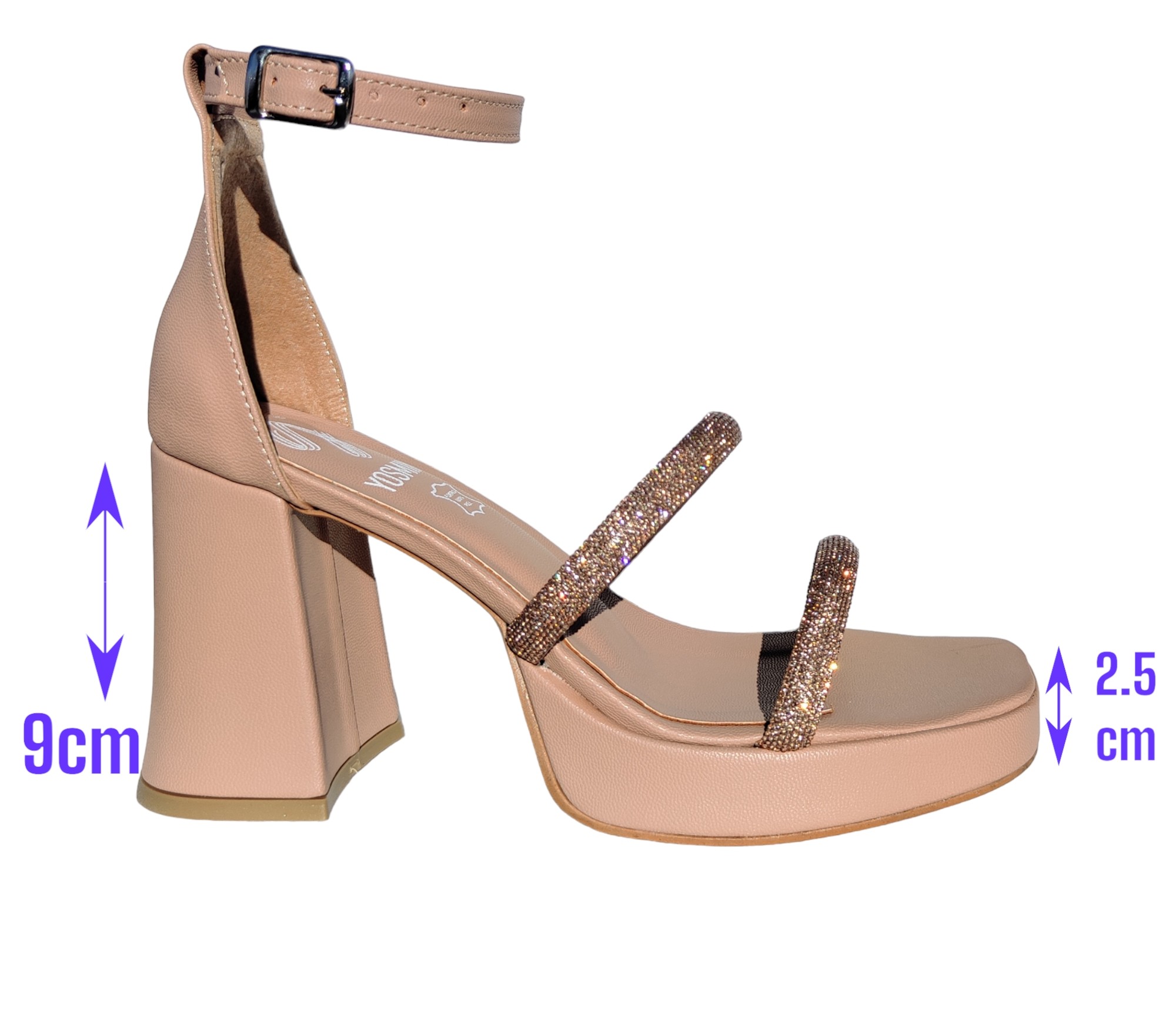 Zapatillas Plataforma Sandalia Tacón Alto 9 Cm 2 En 1 Dama De Brillos